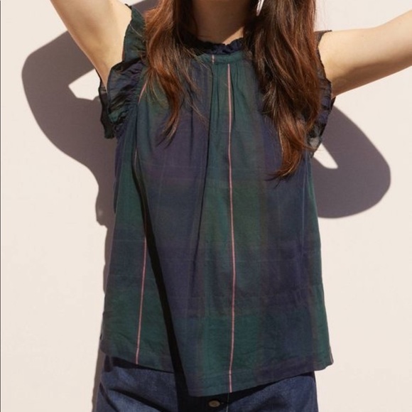 Anthropologie Tops - Anthropologie Sz M Ruffled Plaid Blouse by Isabella Sinclair EUC